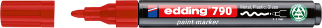 Paintmarker edding 790 op alcoholbasis 2-3mm rood