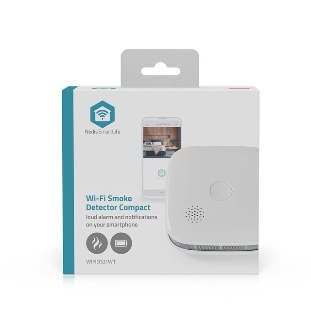 Détecteur de fumée Nedis Smartlife Wi-FI 10 ans capteur blanc