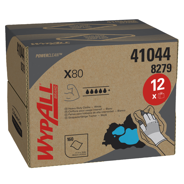 Chiffons de nettoyage WypAll® X80 Power Clean 426x281mm 160 pièces boîte distributrice blanc 8279