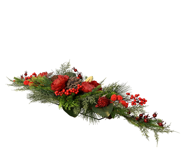 Kerststuk Everlands raspberry 80cm