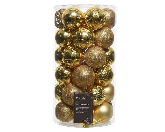 Kerstballen Decoris assorti goud koker à 37 stuks