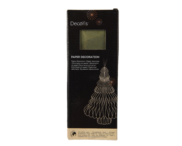 Sapin de Noël Decoris 3D papier vert 20cm