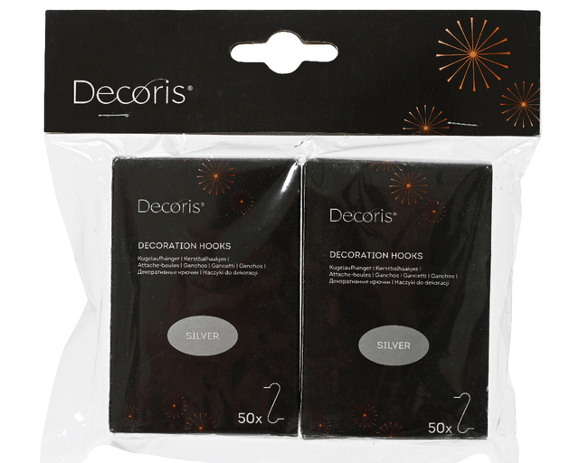 Kerstbalhaakjes Decoris ijzer blister à 2 doosjes à 50 stuks