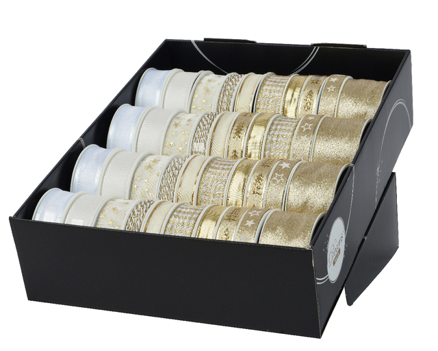 Cadeaulint Decoris polyester goud/parelmoer assorti