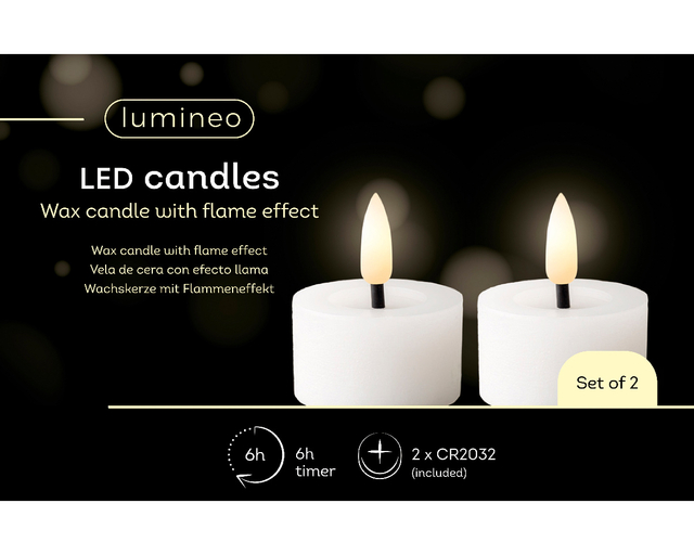 Bougie chauffe-plat Lumineo LED cire blanche 2 pièces