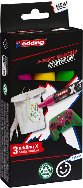 Marqueur edding 6900 X multi-surfaces set 3 pièces candy