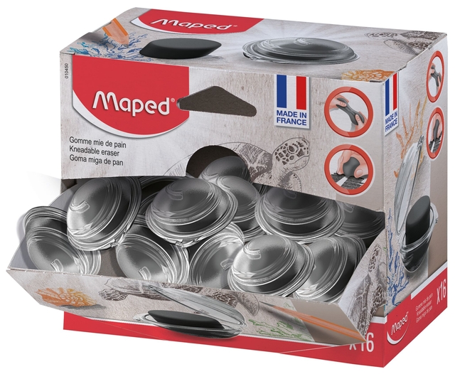 Gomme malléable Maped noir boîte distributrice 16 pièces