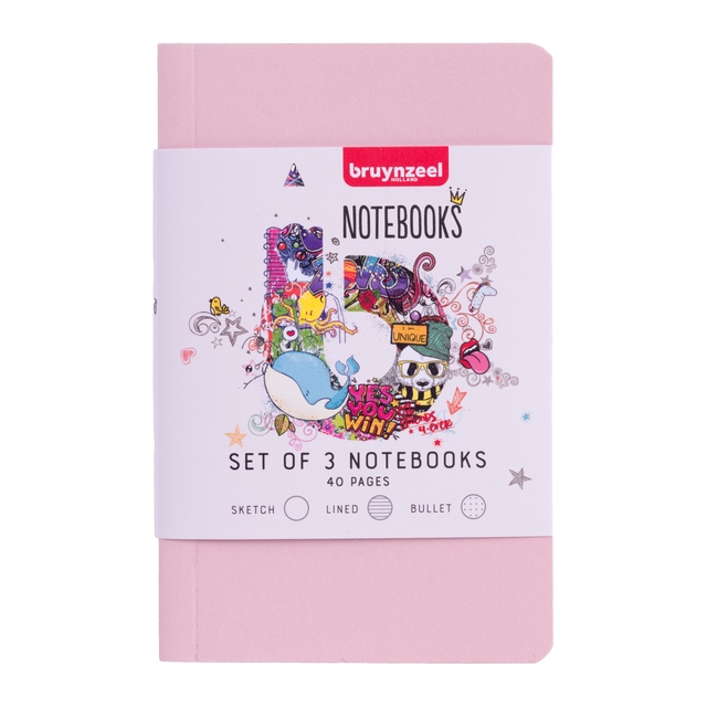 Carnet de notes Bruynzeel Teens A6 set 3 pièces glitter assorti