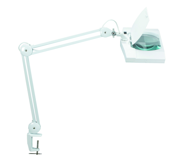 Lampe Loupe MAULvitrum LED pince lentille 307cm2 blanc