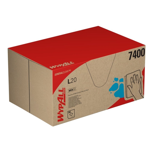 Poetsdoek WypAll L20 GeneralClean 420x330mm 280vel dispenserdoos blauw 7400