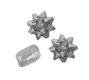 Cadeaulint Polyband en 2 rozetten zilver glitter