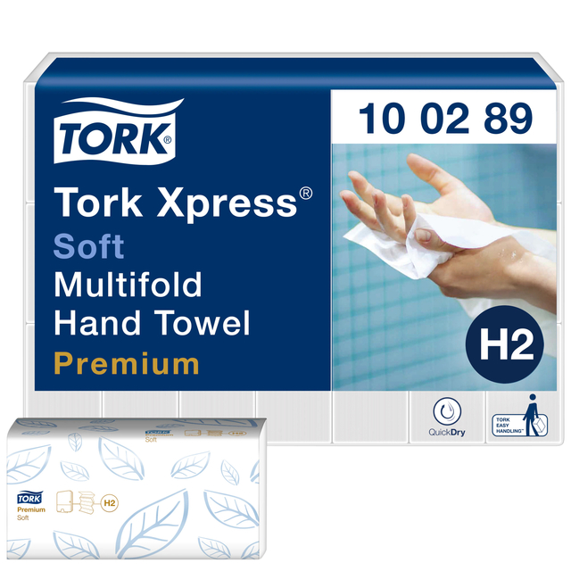 Essuie-mains Tork H2 Xpress Premium 100289 multifold 2 épaisseurs 212x255mm blanc 21x 150 feuilles