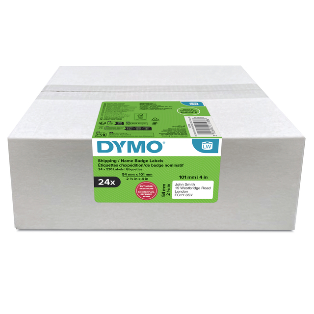 Etiquette Dymo LabelWriter expédition/badge 54x101mm 24 rouleaux à 220 pièces