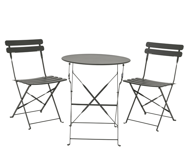 Ensemble bistro acier 3 parties anthracite