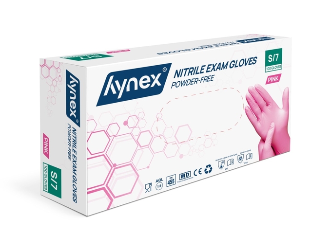 Handschoen Hynex nitril S roze 3.5gr 100 stuks