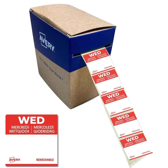 Etiquette Avery HACCP MERCREDI rouge 25x25mm 1000 pièces