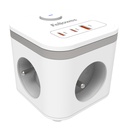 Cube d'alimentation Fellowes Power Cube E 3 prises 1x USB A 2x USB C 2m blanc FR/BE