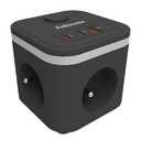 Cube d'alimentation Fellowes Power Cube E 3 prises 1x USB A 2x USB C 2m noir FR/BE