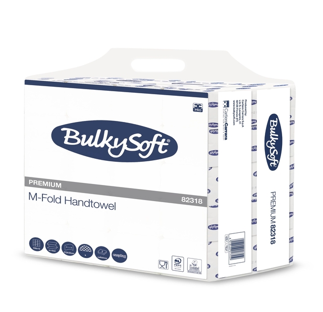 Essuie-mains BulkySoft Premium pli-M 2 ép 215x320mm 15x150 feuilles blanc 82318
