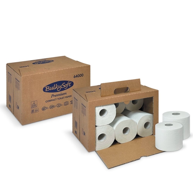 Papier toilette BulkySoft Premium 2 épaisseurs 12x 500 feuilles blanc 64000