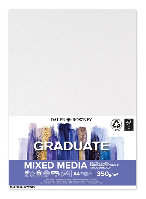 Panneau entoilé Daler-Rowney Graduate Mixed Media A4 blanc