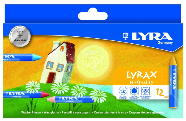 Craie à la cire LYRA Lyrax Wax Giants set 12 couleurs