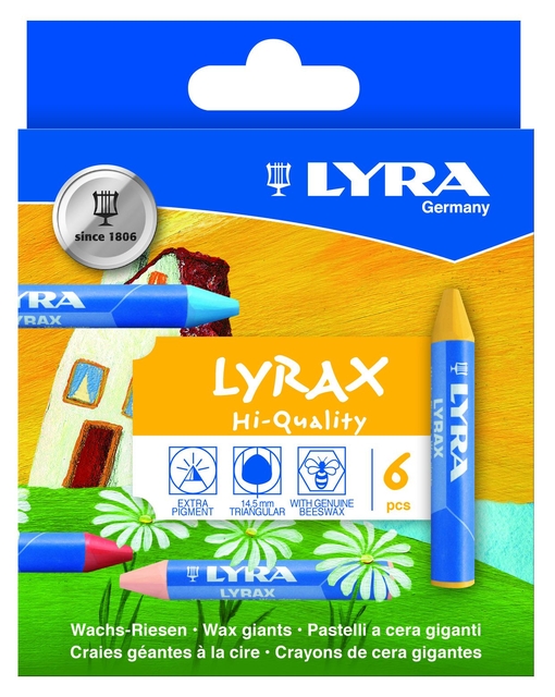 Craie à la cire LYRA Lyrax Wax Giants set 6 couleurs