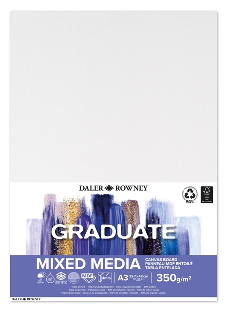 Panneau entoilé Daler-Rowney Graduate Mixed Media A3 blanc