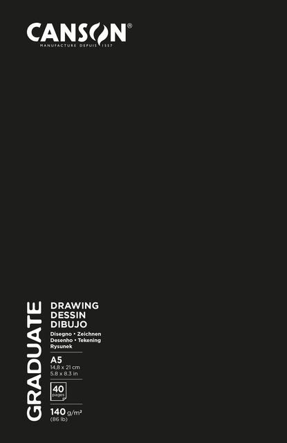 Carnet de dessin Canson Graduate A5 20 feuilles 140g blanc