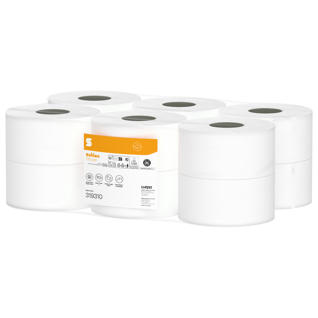 Papier toilette Satino JT1 HiCycle 319310 2 épaisseurs 12x 180m blanc