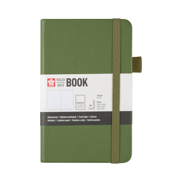 Carnet de notes Sakura Pocket 90x140mm ligné couverture rigide pin
