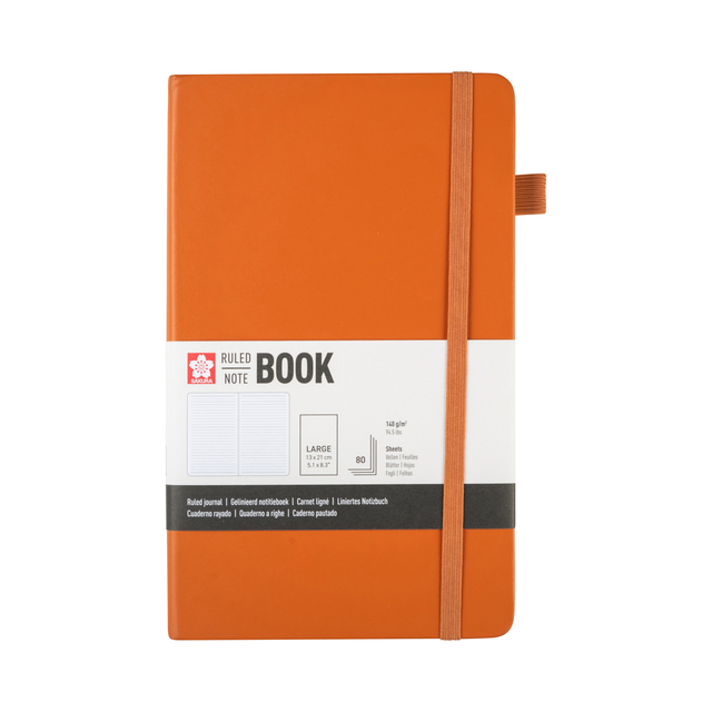 Notitieboek Sakura large 130x210mm lijn hard cover amber