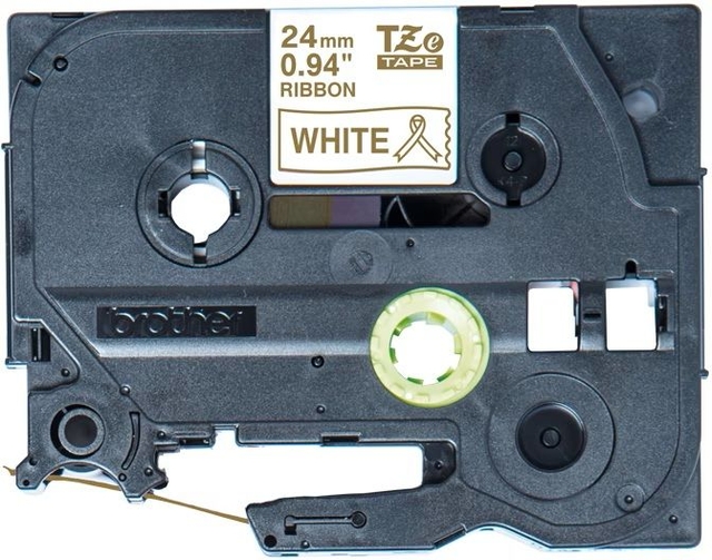 Ruban Brother P-touch TZe-R254 24mm or sur blanc