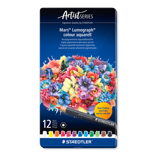 Crayon aquarelle Staedtler Mars Lumograph set 12 couleurs
