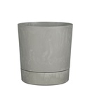 Pot de fleur Mica Coco rond avec soucoupe H 23,5cm Ø22,5cm gris