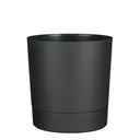 Pot de fleur Mica Coco rond avec soucoupe H 23,5cm Ø22,5cm anthracite