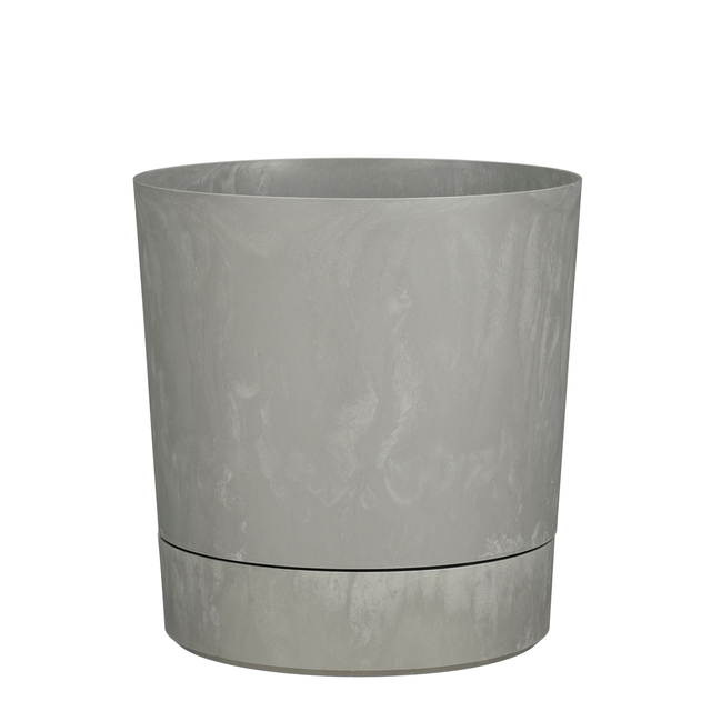 Plantenpot Mica Coco met schotel rond hoogte 29,5 Ø28 cm grijs