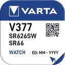 Pile bouton VARTA 1x V377/SR66 argent