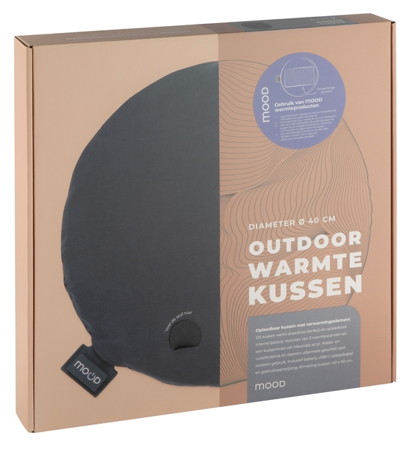 Coussin chauffant Mood Outdoor rond 40cm gris