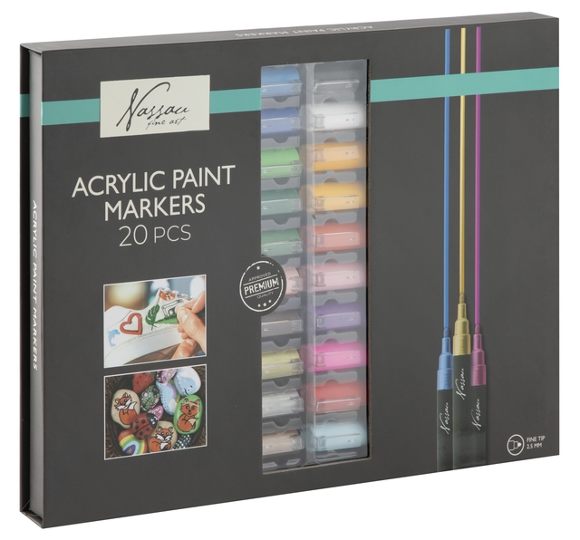 Marqueur acrylique Nassau set 20 couleurs