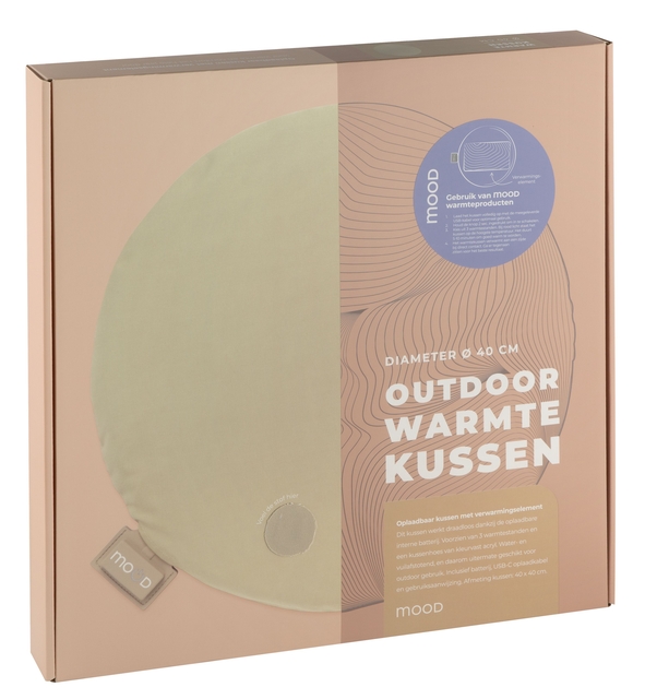 Coussin chauffant Mood Outdoor rond 40cm beige