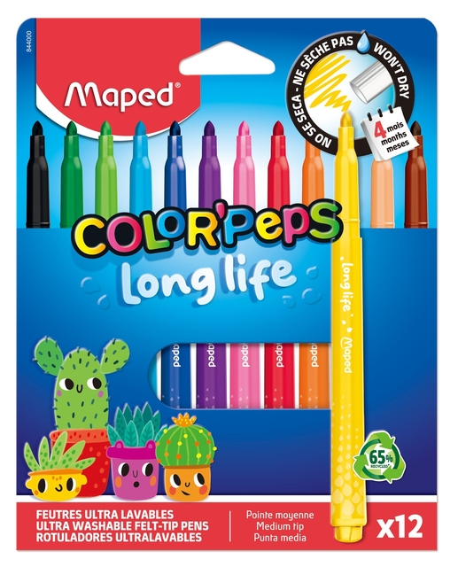 Feutre de coloriage Maped Color’Peps Long Life 2.0 set 12 pièces assorti