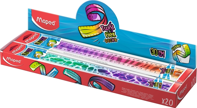 Règle Maped Twist'n Flex Animals 30cm display 20 pièces assorti