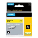 Ruban étiquetage Dymo Rhino gaine rétractable industrielle 6mm noir sur fond jaune