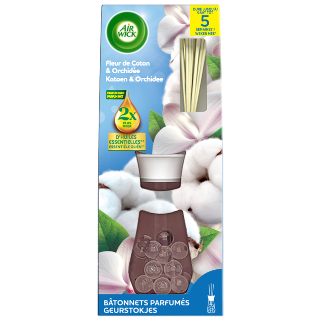 Bâtonnets parfumés AirWick Essential Oil Fleur de coton & Orchidée 25ml