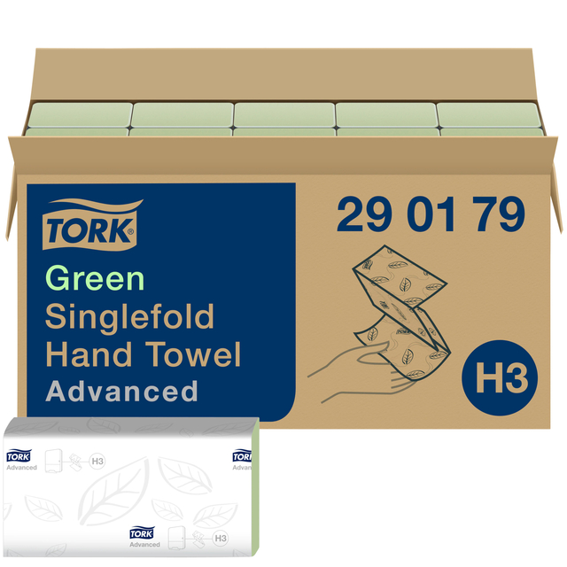 Essuie-mains Tork H3 Advanced 290179 Singlefold 2 épaisseurs 248x230mm vert 15x 250 feuilles