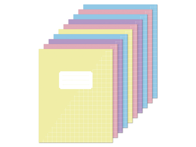 Cahier Kangaro A5 carreau 10mm 80 pages 60g pastel assorti lot 10 pièces