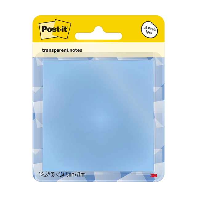 Bloc-mémos Post-it 3M 73x73mm bleu transparent