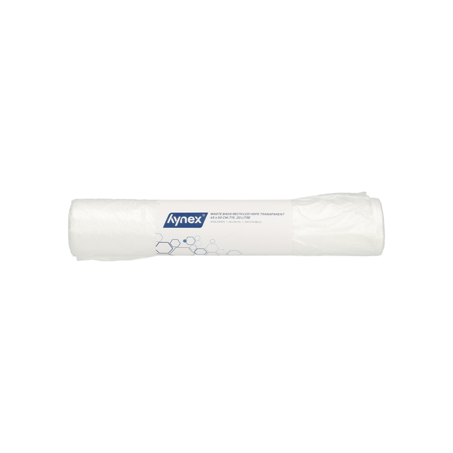 Sac poubelle Hynex 45x50cm HDPE recyclé T15 20L Transparent rouleau 50 pièces