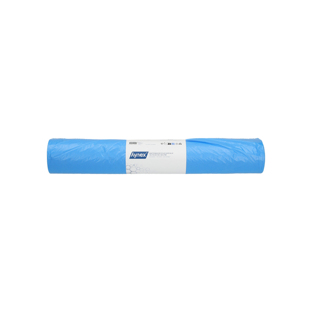 Sac poubelle Hynex 70x110cm HDPE recyclé T25 120L bleu rouleau 50 pièces